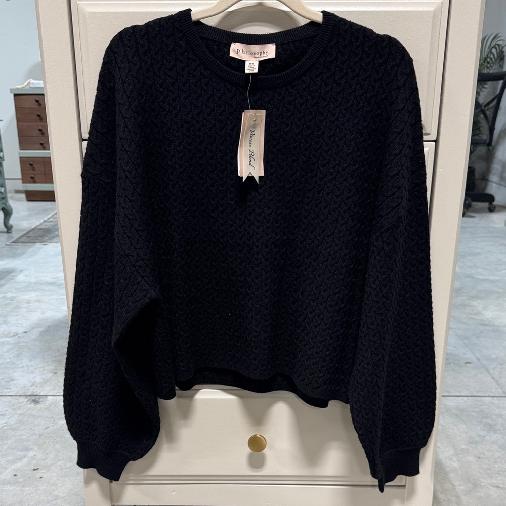 Philosophy Black Knit Pullover NWT